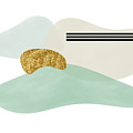 Beach Tone Abstract with Gold and Black Features